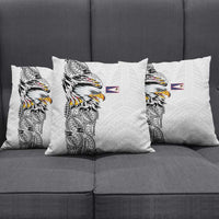American Samoa Flag Day Pillow Cover Tribal Tattoo with Eagle White