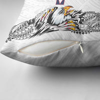 American Samoa Flag Day Pillow Cover Tribal Tattoo with Eagle White