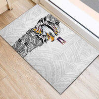 American Samoa Flag Day Rubber Doormat Tribal Tattoo with Eagle White