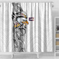 American Samoa Flag Day Shower Curtain Tribal Tattoo with Eagle White