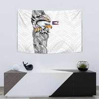 American Samoa Flag Day Tapestry Tribal Tattoo with Eagle White