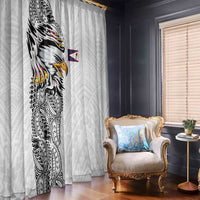 American Samoa Flag Day Window Curtain Tribal Tattoo with Eagle White