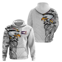 American Samoa Flag Day Zip Hoodie Tribal Tattoo with Eagle White