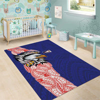American Samoa Flag Day Area Rug Tribal Tattoo with Eagle Blue-Red