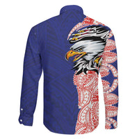 American Samoa Flag Day Family Matching Summer Maxi Dress and Hawaiian Shirt Tribal Tattoo with Eagle Blue-Red LT03 - Polynesian Pride