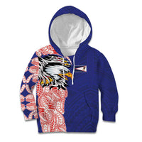 American Samoa Flag Day Kid Hoodie Tribal Tattoo with Eagle Blue-Red