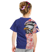 American Samoa Flag Day Kid T Shirt Tribal Tattoo with Eagle Blue-Red