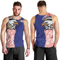 American Samoa Flag Day Men Tank Top Tribal Tattoo with Eagle Blue-Red