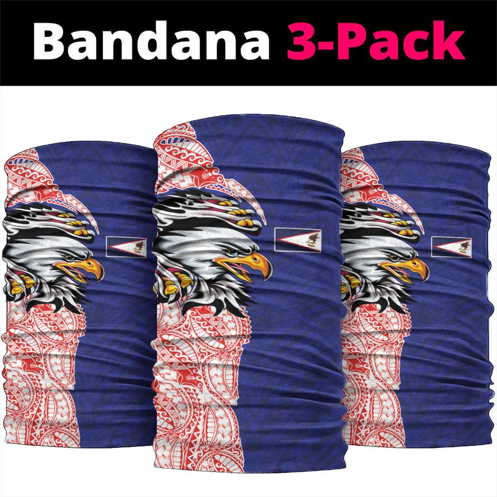American Samoa Flag Day Neck Gaiter Tribal Tattoo with Eagle Blue-Red