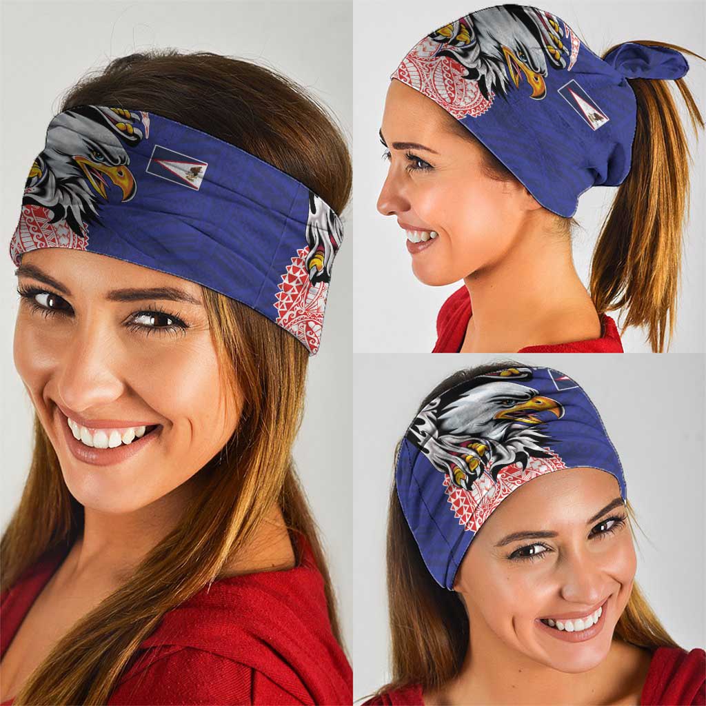 American Samoa Flag Day Neck Gaiter Tribal Tattoo with Eagle Blue-Red