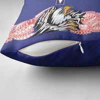 American Samoa Flag Day Pillow Cover Tribal Tattoo with Eagle Blue-Red