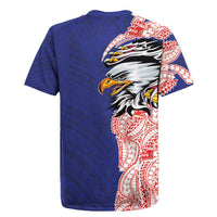 American Samoa Flag Day Rugby Jersey Tribal Tattoo with Eagle Blue-Red