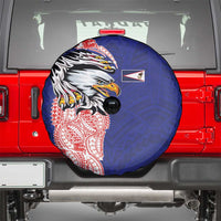 American Samoa Flag Day Spare Tire Cover Tribal Tattoo with Eagle Blue-Red