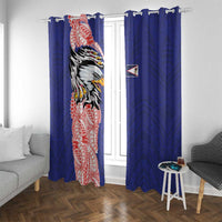 American Samoa Flag Day Window Curtain Tribal Tattoo with Eagle Blue-Red