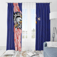 American Samoa Flag Day Window Curtain Tribal Tattoo with Eagle Blue-Red