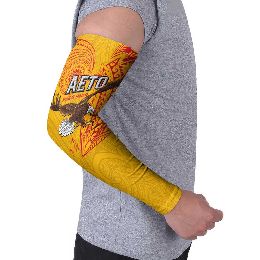 Personalised American Samoa Flag Day Arm Sleeves Fautasi Race Pago Pago-Aeto Eagle Wings Tribal Style