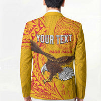 Personalised American Samoa Flag Day Blazer Fautasi Race Pago Pago-Aeto Eagle Wings Tribal Style