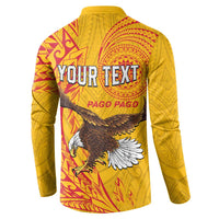 Personalised American Samoa Flag Day Button Sweatshirt Fautasi Race Pago Pago-Aeto Eagle Wings Tribal Style