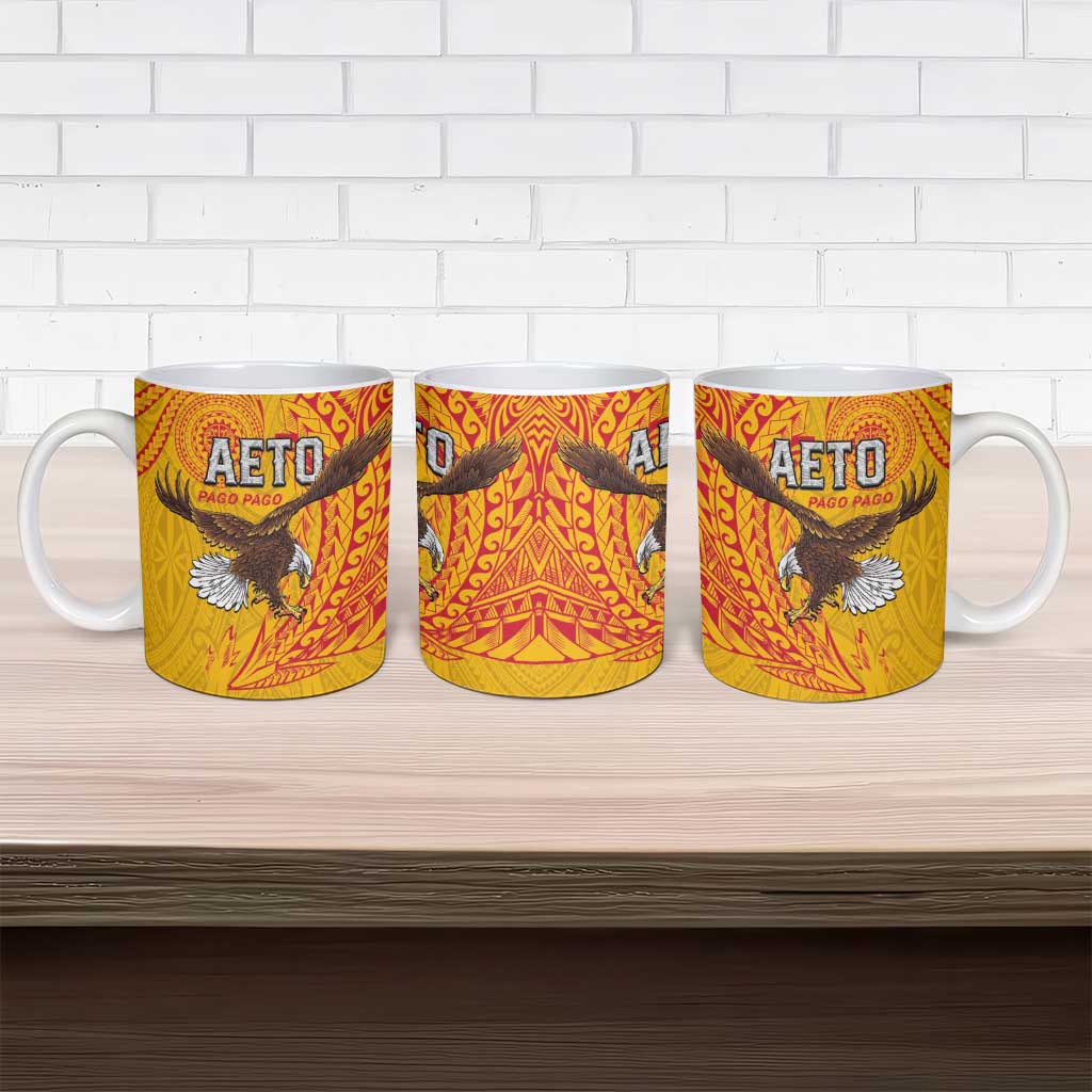 American Samoa Flag Day Ceramic Mug Fautasi Race Pago Pago-Aeto Eagle Wings Tribal Style