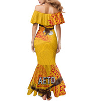 Personalised American Samoa Flag Day Family Matching Mermaid Dress and Hawaiian Shirt Fautasi Race Pago Pago-Aeto Eagle Wings Tribal Style LT03 - Polynesian Pride