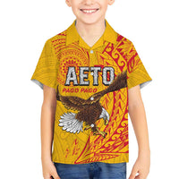 Personalised American Samoa Flag Day Family Matching Mermaid Dress and Hawaiian Shirt Fautasi Race Pago Pago-Aeto Eagle Wings Tribal Style LT03 Son's Shirt Multicolor - Polynesian Pride