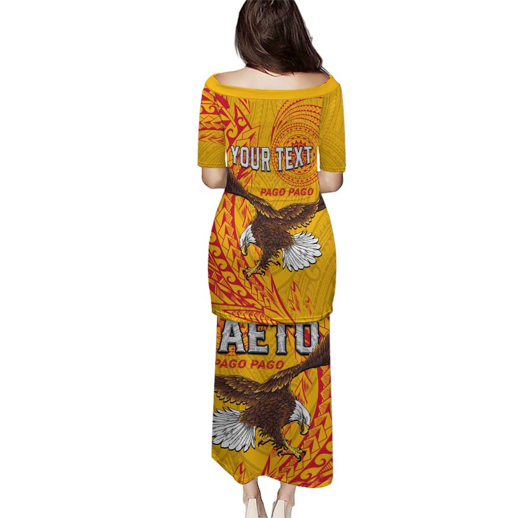 Personalised American Samoa Flag Day Family Matching Puletasi and Hawaiian Shirt Fautasi Race Pago Pago-Aeto Eagle Wings Tribal Style LT03 - Polynesian Pride