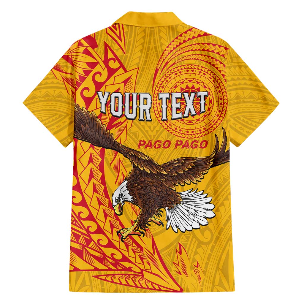 Personalised American Samoa Flag Day Family Matching Short Sleeve Bodycon Dress and Hawaiian Shirt Fautasi Race Pago Pago-Aeto Eagle Wings Tribal Style LT03 - Polynesian Pride