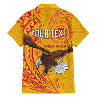 Personalised American Samoa Flag Day Family Matching Short Sleeve Bodycon Dress and Hawaiian Shirt Fautasi Race Pago Pago-Aeto Eagle Wings Tribal Style LT03 - Polynesian Pride
