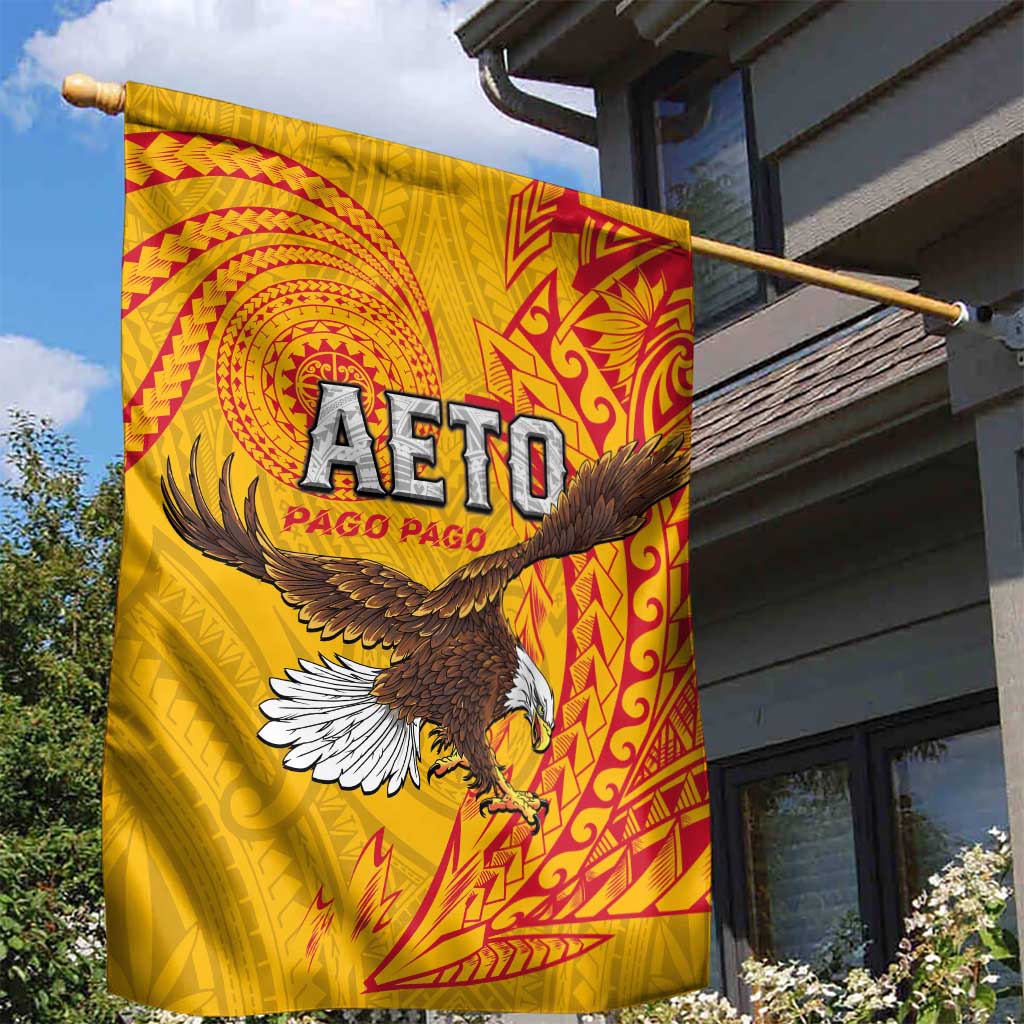 American Samoa Flag Day Garden Flag Fautasi Race Pago Pago-Aeto Eagle Wings Tribal Style