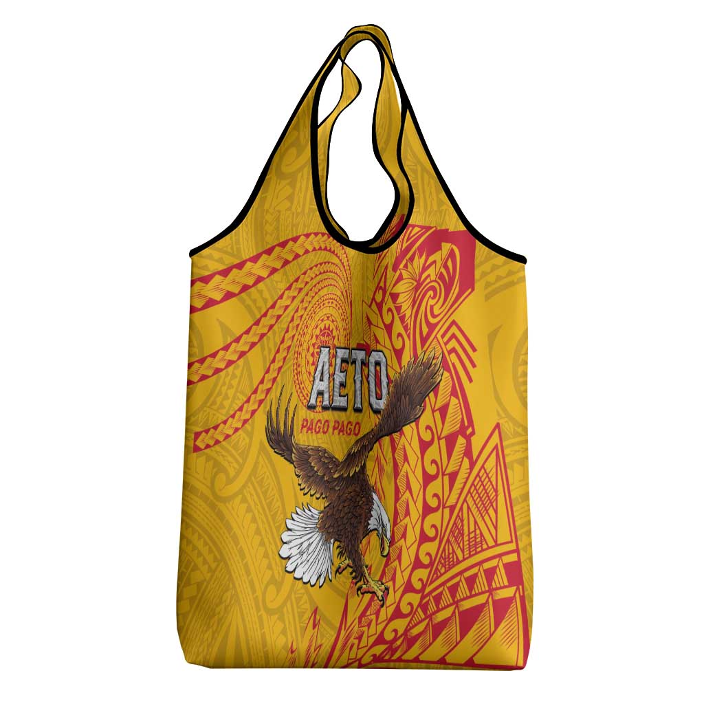American Samoa Flag Day Grocery Bag Fautasi Race Pago Pago-Aeto Eagle Wings Tribal Style