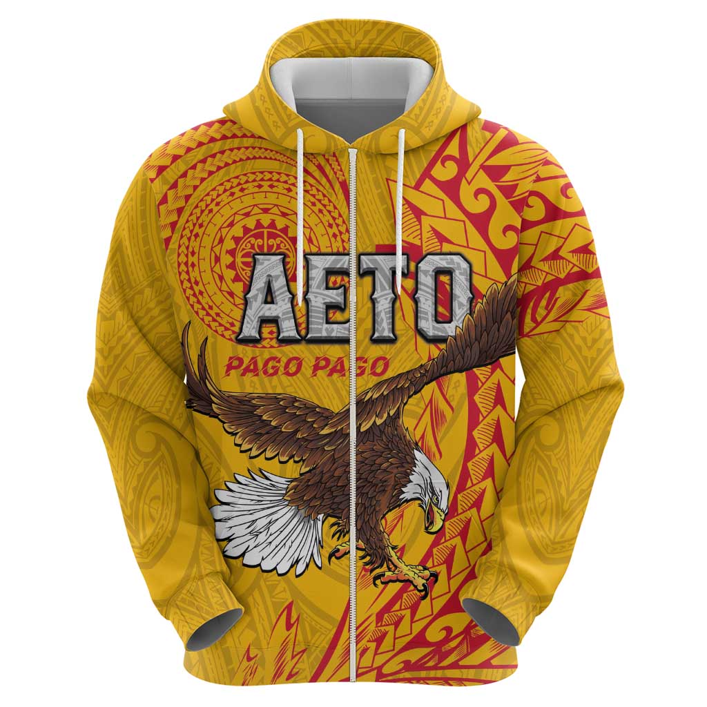 Personalised American Samoa Flag Day Hoodie Fautasi Race Pago Pago-Aeto Eagle Wings Tribal Style