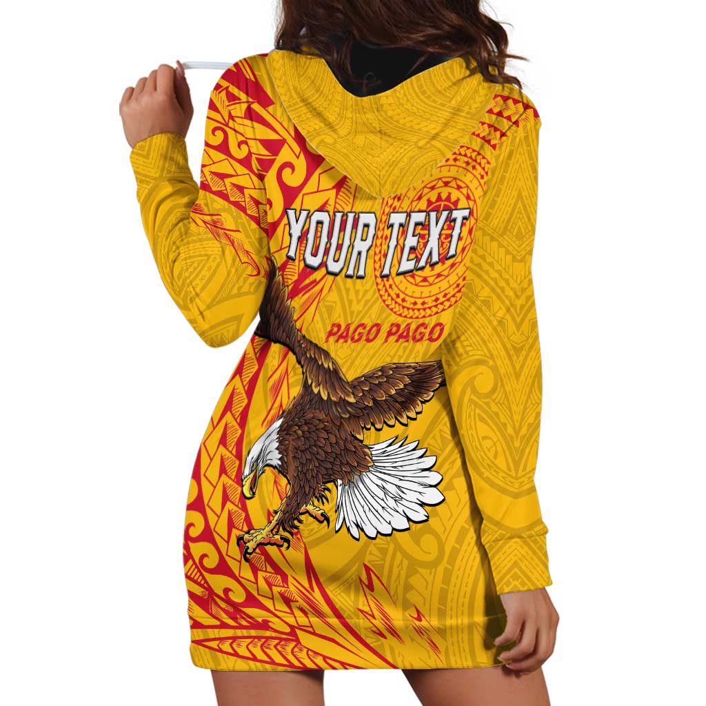 Personalised American Samoa Flag Day Hoodie Dress Fautasi Race Pago Pago-Aeto Eagle Wings Tribal Style LT03 - Polynesian Pride