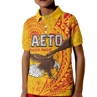 Personalised American Samoa Flag Day Kid Polo Shirt Fautasi Race Pago Pago-Aeto Eagle Wings Tribal Style