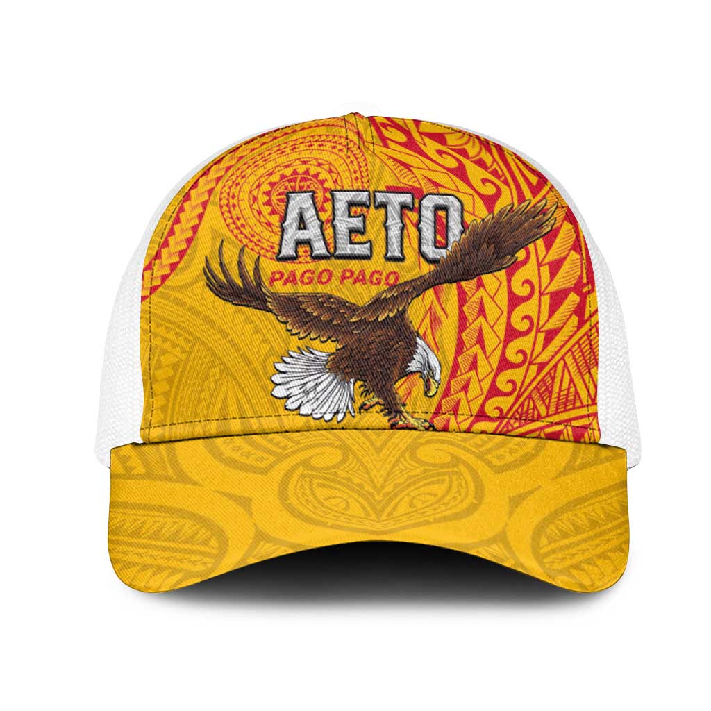 American Samoa Flag Day Mesh Trucker Cap Fautasi Race Pago Pago-Aeto Eagle Wings Tribal Style