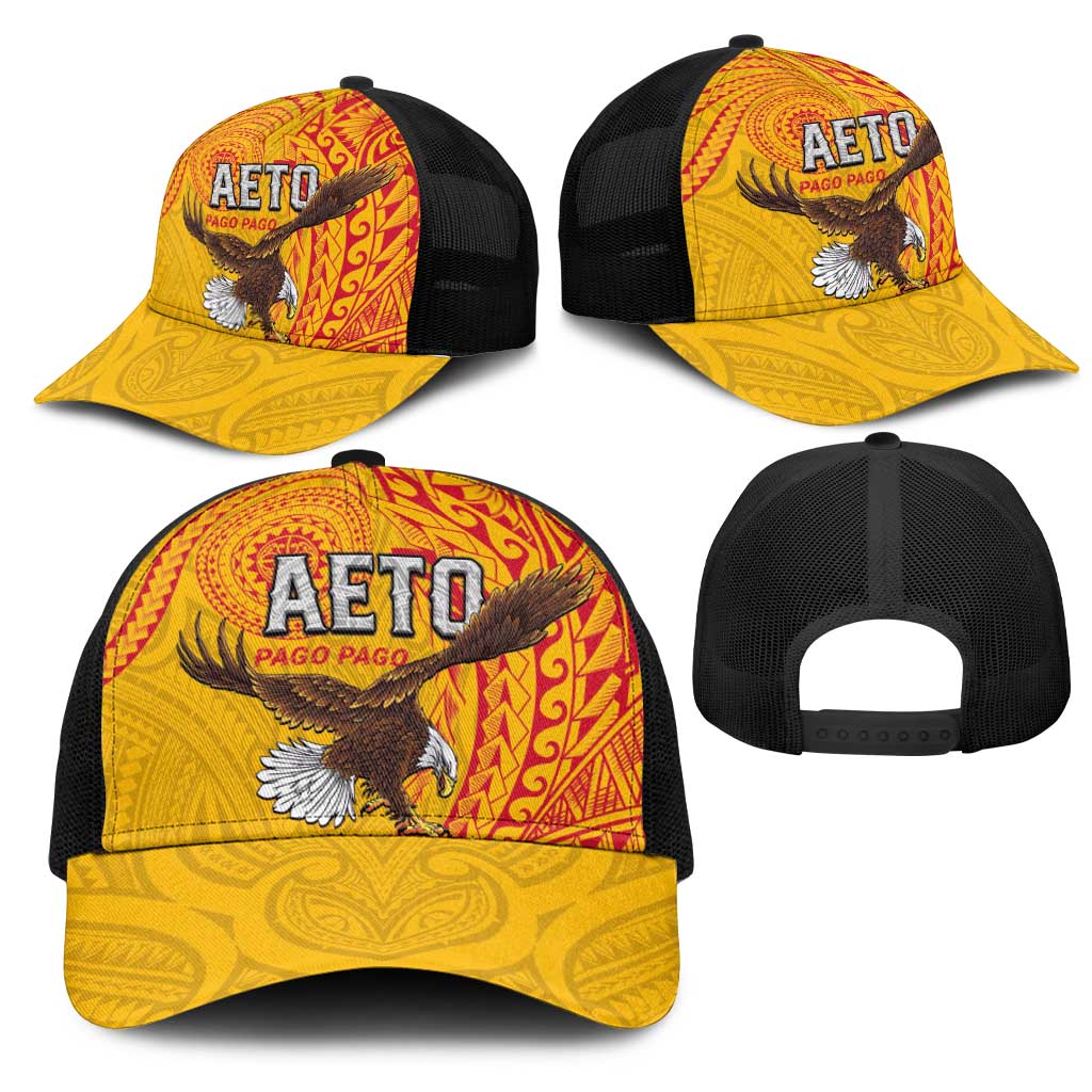 American Samoa Flag Day Mesh Trucker Cap Fautasi Race Pago Pago-Aeto Eagle Wings Tribal Style