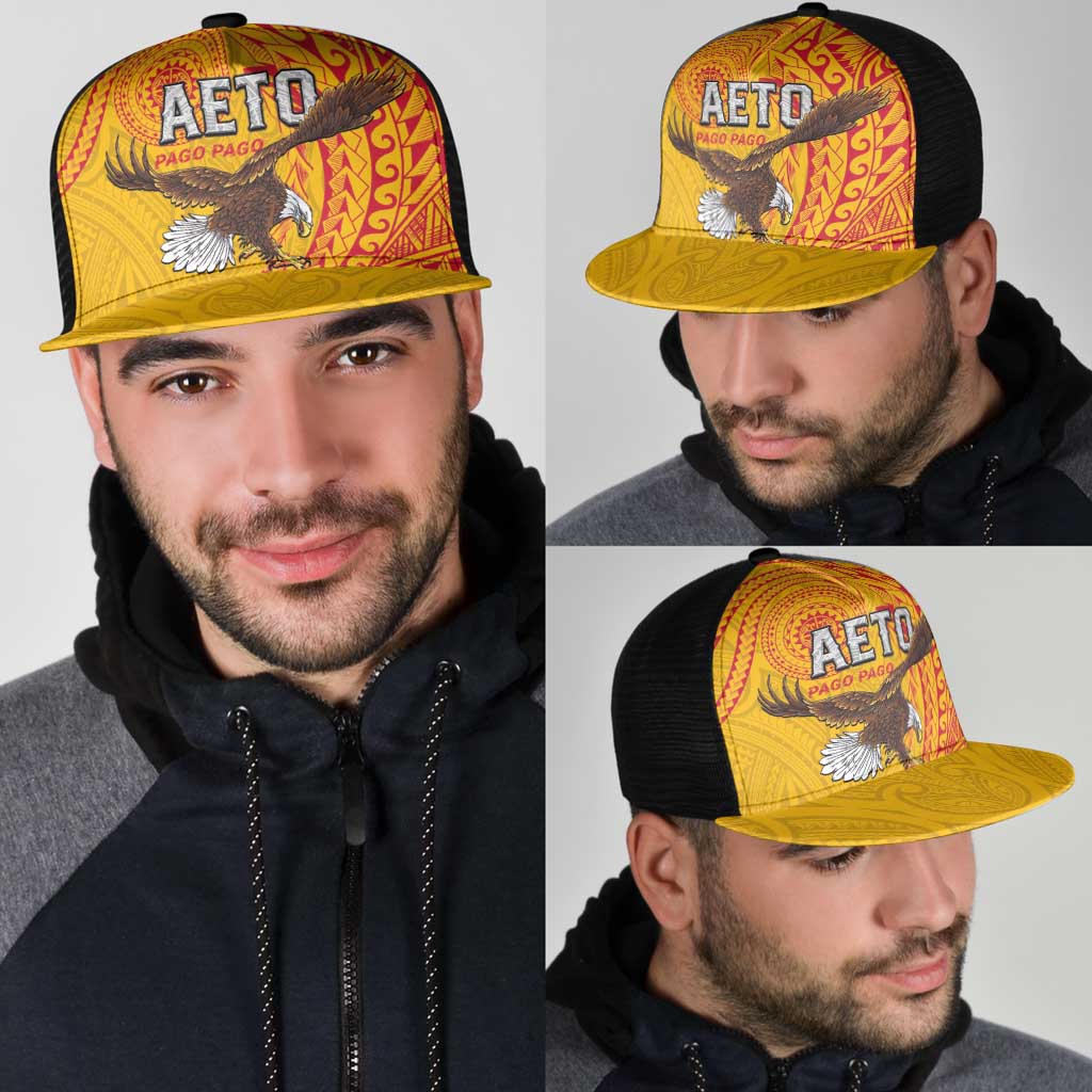 American Samoa Flag Day Mesh Trucker Cap Fautasi Race Pago Pago-Aeto Eagle Wings Tribal Style