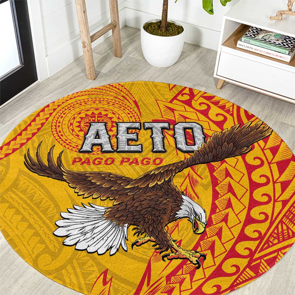 American Samoa Flag Day Round Carpet Fautasi Race Pago Pago-Aeto Eagle Wings Tribal Style