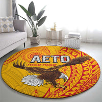 American Samoa Flag Day Round Carpet Fautasi Race Pago Pago-Aeto Eagle Wings Tribal Style