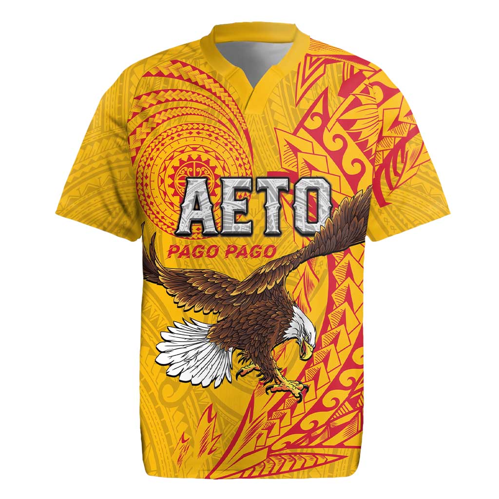 Personalised American Samoa Flag Day Rugby Jersey Fautasi Race Pago Pago-Aeto Eagle Wings Tribal Style