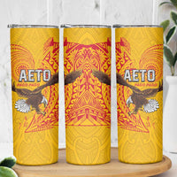American Samoa Flag Day Skinny Tumbler Fautasi Race Pago Pago-Aeto Eagle Wings Tribal Style LT03 - Polynesian Pride