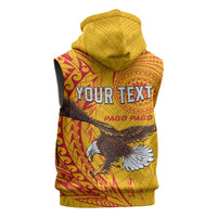 Personalised American Samoa Flag Day Sleeveless Hoodie Fautasi Race Pago Pago-Aeto Eagle Wings Tribal Style
