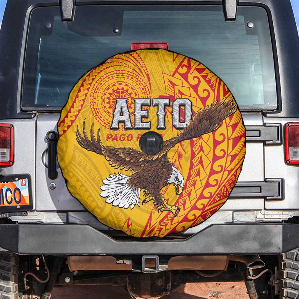 American Samoa Flag Day Spare Tire Cover Fautasi Race Pago Pago-Aeto Eagle Wings Tribal Style
