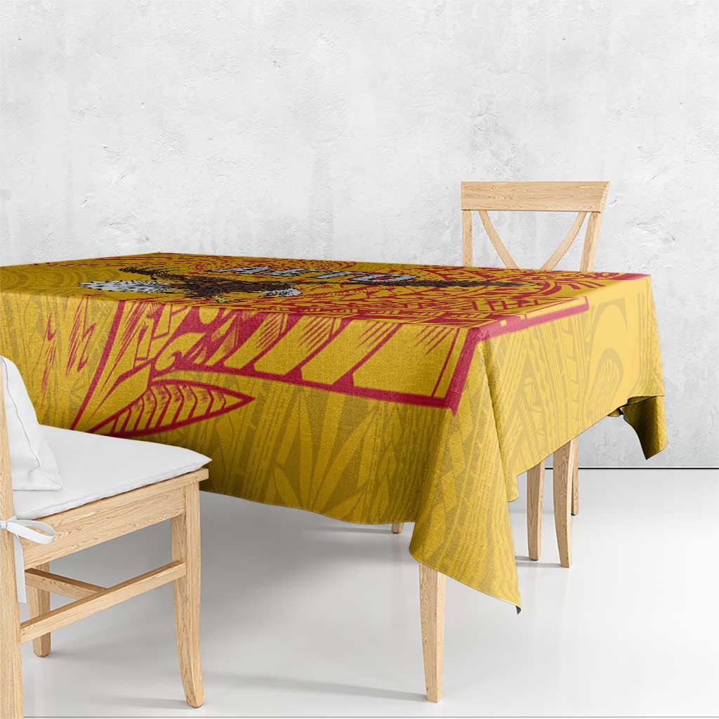American Samoa Flag Day Tablecloth Fautasi Race Pago Pago-Aeto Eagle Wings Tribal Style