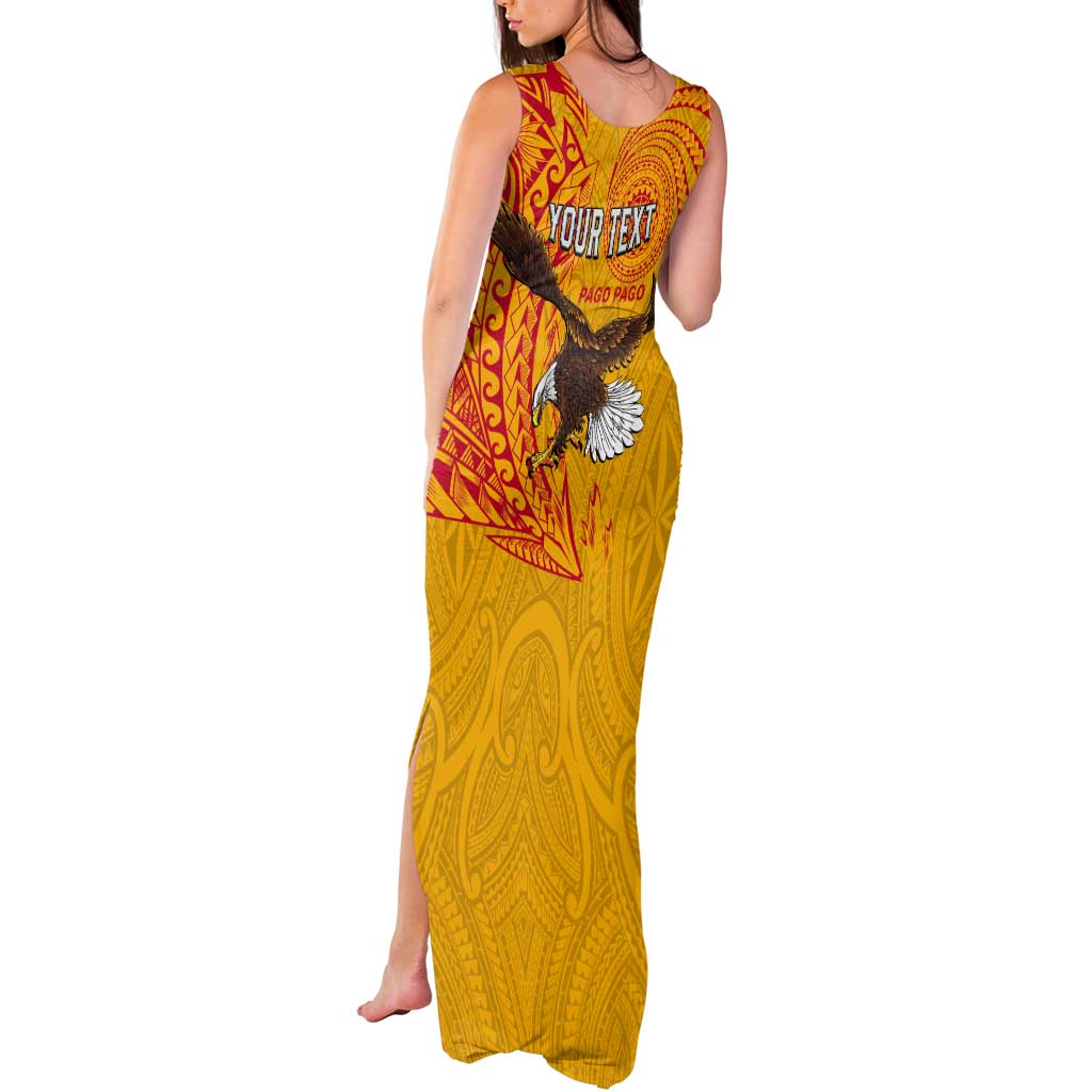 Personalised American Samoa Flag Day Tank Maxi Dress Fautasi Race Pago Pago-Aeto Eagle Wings Tribal Style