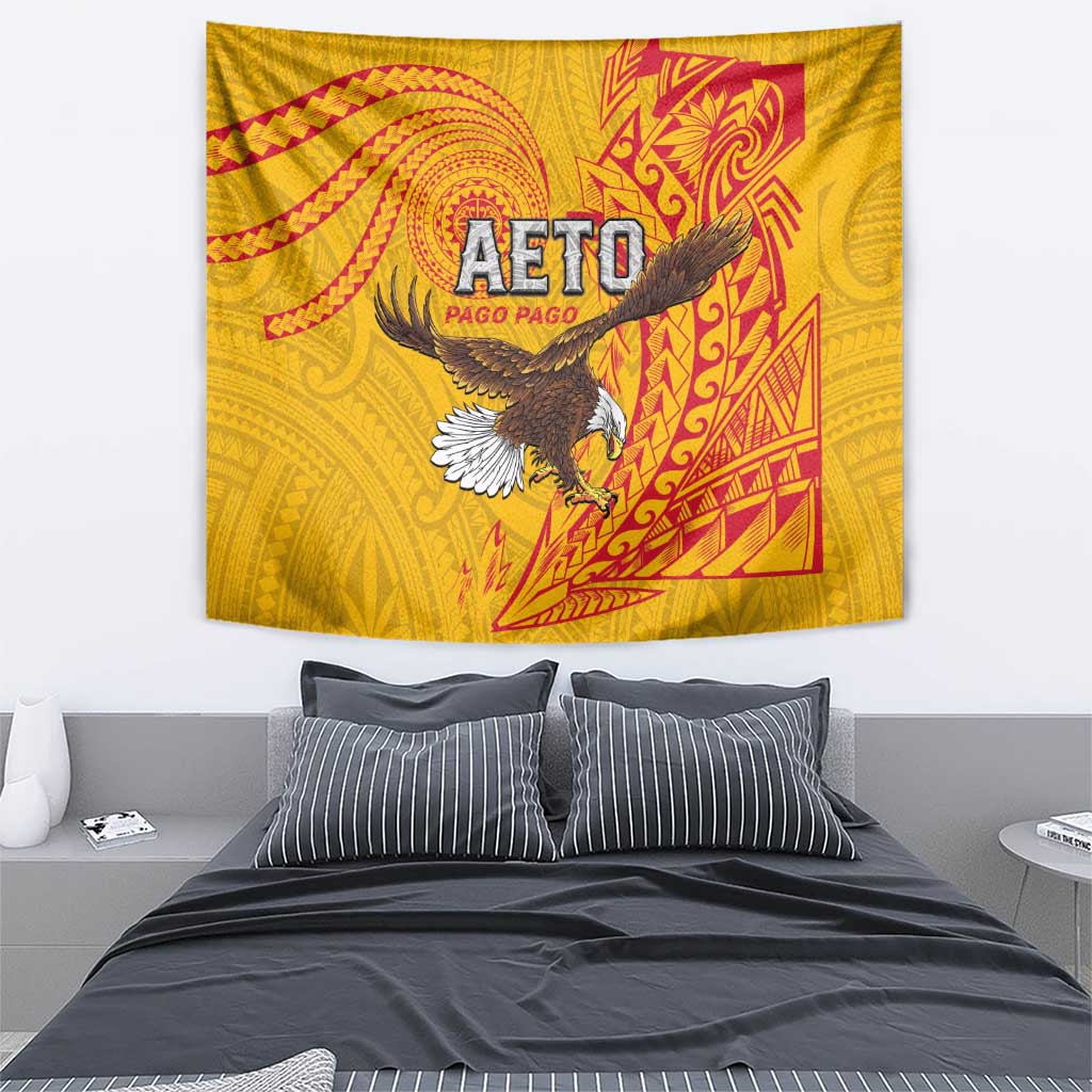 American Samoa Flag Day Tapestry Fautasi Race Pago Pago-Aeto Eagle Wings Tribal Style