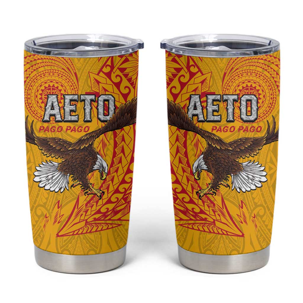 American Samoa Flag Day Tumbler Cup Fautasi Race Pago Pago-Aeto Eagle Wings Tribal Style