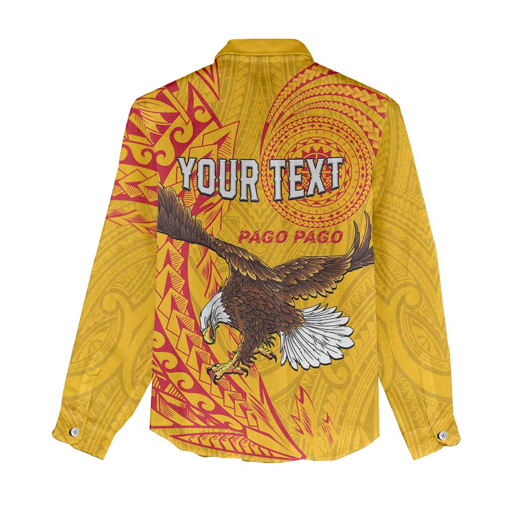 Personalised American Samoa Flag Day Women Casual Shirt Fautasi Race Pago Pago-Aeto Eagle Wings Tribal Style LT03 - Polynesian Pride