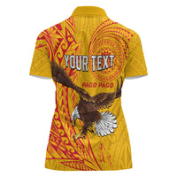Personalised American Samoa Flag Day Women Polo Shirt Fautasi Race Pago Pago-Aeto Eagle Wings Tribal Style LT03 - Polynesian Pride