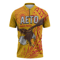 Personalised American Samoa Flag Day Zipper Polo Shirt Fautasi Race Pago Pago-Aeto Eagle Wings Tribal Style LT03 Multicolor - Polynesian Pride