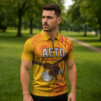 Personalised American Samoa Flag Day Zipper Polo Shirt Fautasi Race Pago Pago-Aeto Eagle Wings Tribal Style LT03 - Polynesian Pride